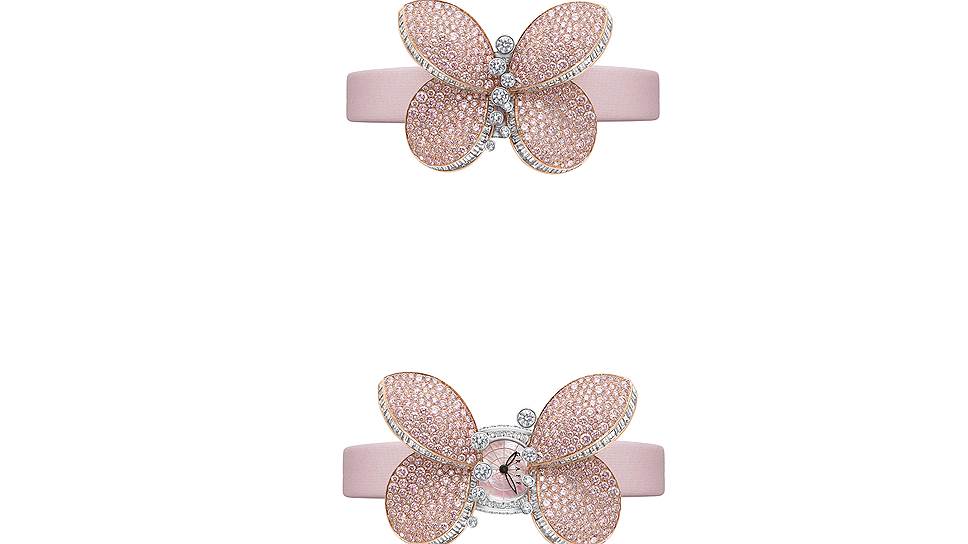 Princess Butterfly, белое золото, розовые и белые бриллианты, перламутровый циферблат