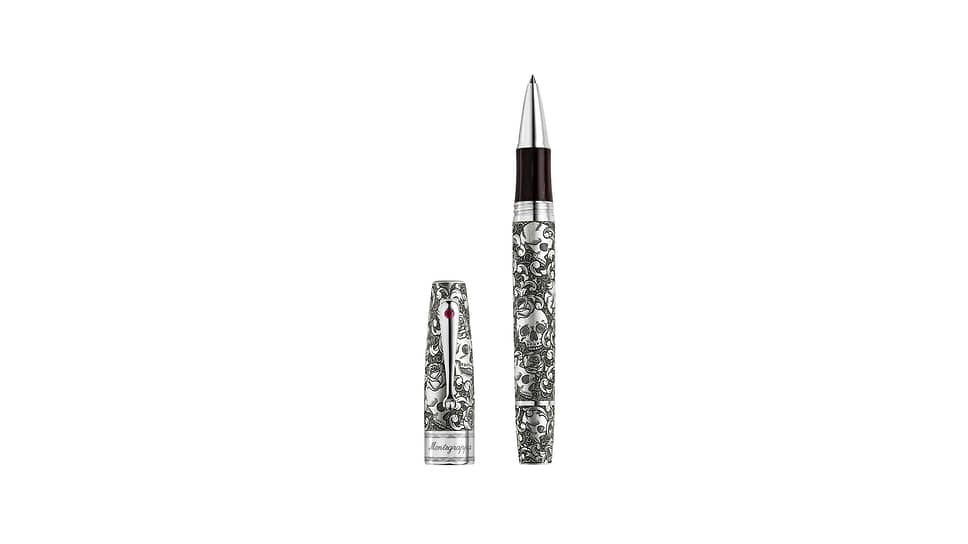 Ручка Skull & Roses, Montegrappa, cеребро, смола, кубический цирконий
