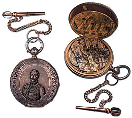 Часы карманные с портретом Александра II, середина XIX века, $8-9 тыс.