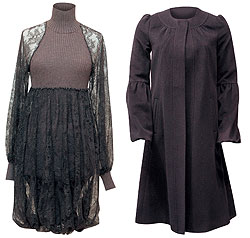 Платье из кружева и шерстяного трикотажа, Jean Paul Gaultier (Jean Paul Gaultier, 90 095 руб.) Пальто из шерсти, Givenchy (Podium, 79 900 руб.)
