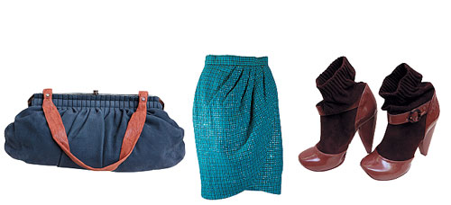 Сумка из кожи, Lanvin (Fashion Gallery, 57 497 руб.) Юбка из шерсти, Ashish (Podium, 12 900 руб.) Ботильоны из кожи и замши, Marc Jacobs (Fashion Gallery, 31 763 руб.)