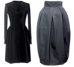 Платье из бархата и шерстяного трикотажа, Lanvin (ЦУМ, 80 300 руб.) Юбка из шелка, Rochas (Aizel, 46 600 руб.)