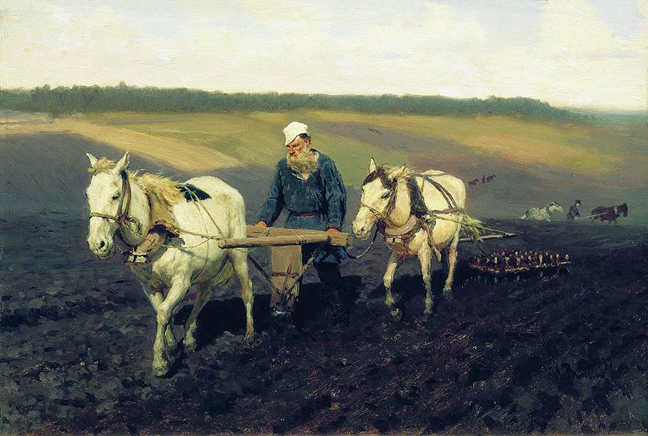 Илья Репин. «Пахарь. Лев Николаевич Толстой на пашне», 1887 год
