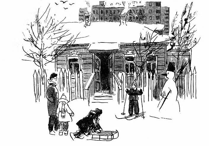 Адриан Ермолаев. Иллюстрация к книге Самуила Маршака «Круглыи год», 1966 год 