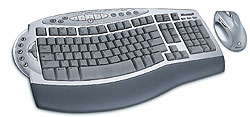 Полноразмерная клавиатура из набора Microsoft Wireless Laser Desktop 6000 ($85) удобна для быстрого набора текстов