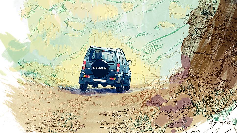 Прочная рама лестничного типа Jimny с жесткой трехсекционной конструкцией гасит удары и обеспечивает устойчивость автомобилю.