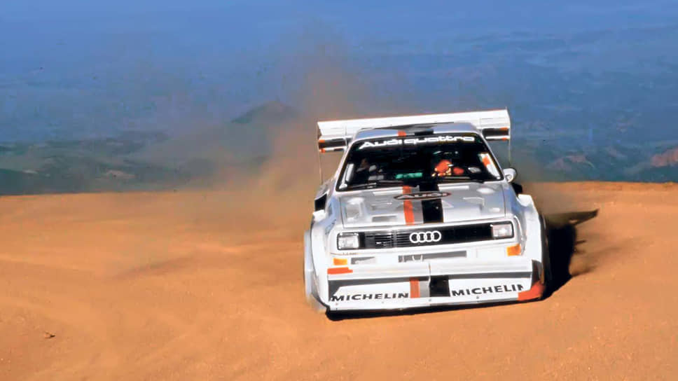 В 1987 году Audi третий раз подряд выигрывает гонки Pikes Peak. За рулем quattro S1 – Вальтер Рёрль, показавший новое рекордное время.