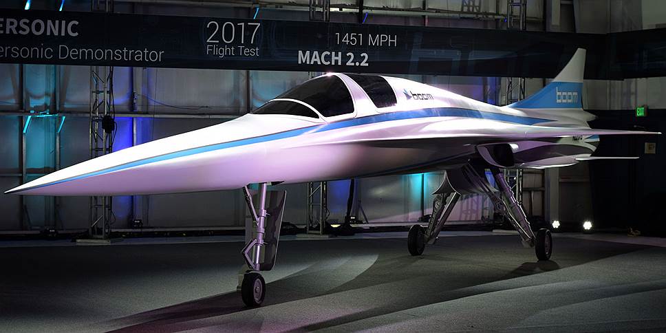 15 ноября 2016 года компания Boom Technology из США и британский бизнесмен Ричард Брэнсон представили демонстратор XB-1 будущего сверхзвукового пассажирского самолета Overture. Пока создатели показали уменьшенную в масштабе 1:3 копию серийной модели. По расчетам конструкторов, воздушное судно сможет преодолевать расстояние между Лондоном и Нью-Йорком за 3,5 часа, ориентировочная цена билета — около $5 тыс.