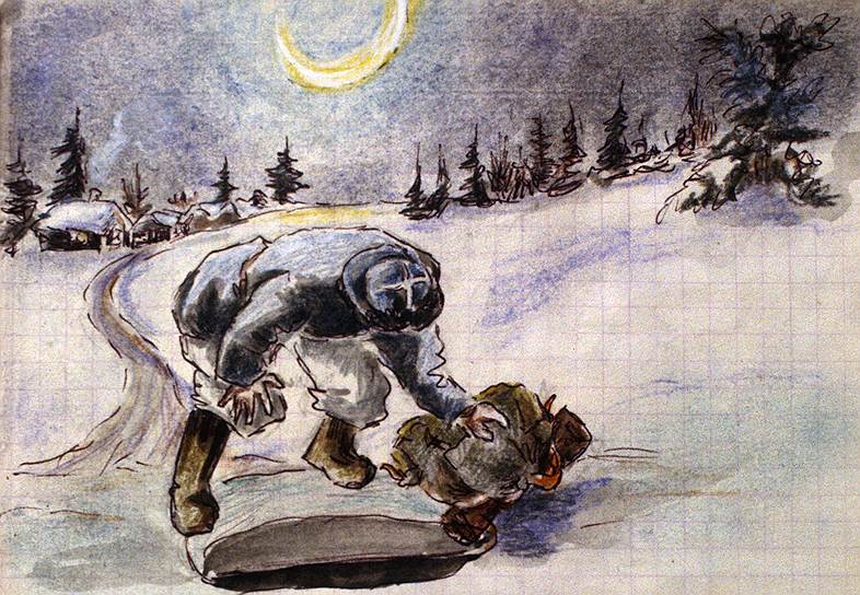 «Прорубь... В ней кончается власть Хохрина... В ней конец мучениям, конец издевательствам... Всему конец! Я склонилась над прорубью. Где-то из глубины на меня глянула черная вода, которая урча и свиваясь в воронки, текла ... как Стикс — река подземного царства»