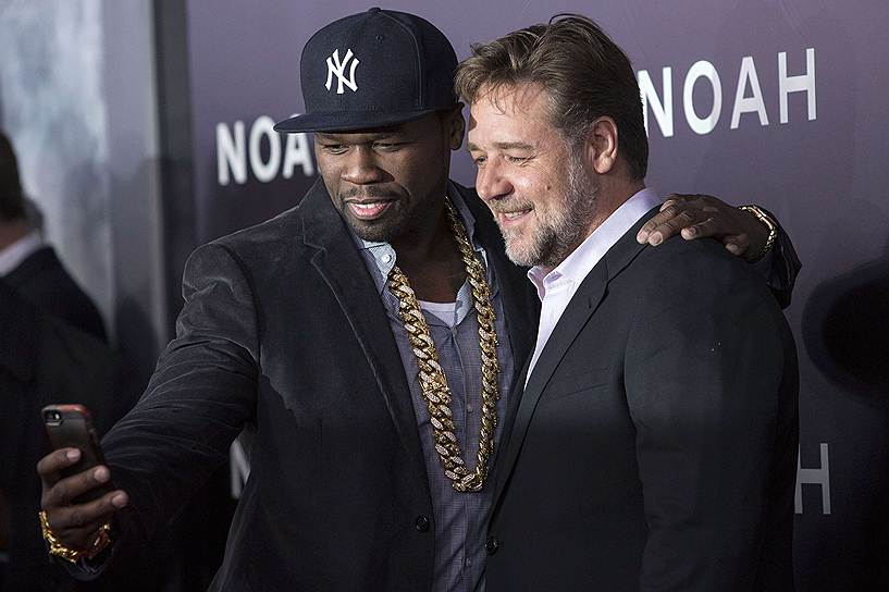 Рэппер 50 Cent и актер Рассел Кроу на премьере фильма «Ной» в Нью-Йорке  
