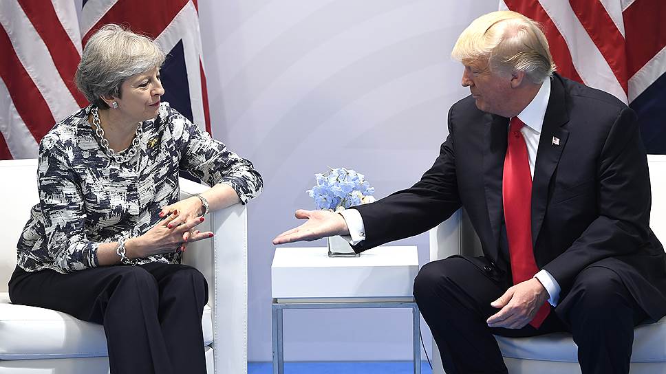 Президент США Дональд Трамп и британский премьер Тереза Мэй на июльском саммите G20 в Гамбурге получили возможность лично обсудить свободную торговлю 