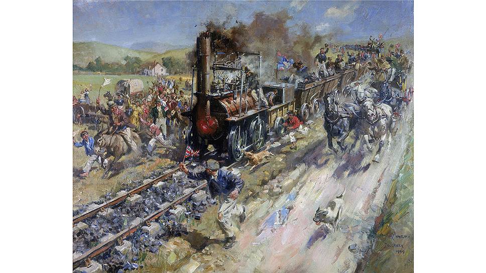 27 сентября 1825 года на открытии первой в мире пассажирской железной дороги толпа британцев горячо приветствовала создателя дороги — изобретателя Джорджа Стефенсона, управлявшего локомотивом 