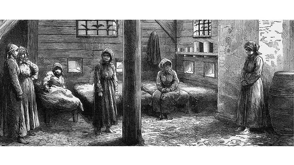 «Женская тюрьма. Она невелика. Всего один “номер”, человек на десять. Женщины ведь отбывают на Сахалине особую каторгу: их отдают в “сожительницы” поселенцам. В тюрьме сидят только состоящие под следствием». (Влас Дорошевич, «Каторга») 