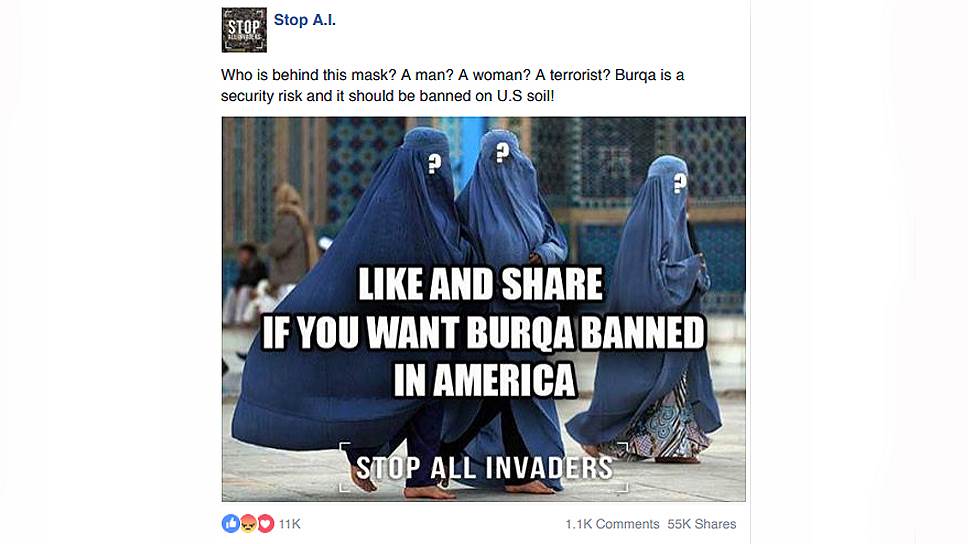 «Лайкни и расшарь, если хочешь, чтобы паранджа была запрещена в США» 