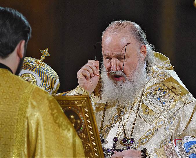 Патриарх Московский и всея Руси Кирилл во время рождественской службы