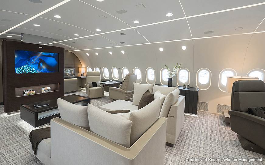 Интерьеры самолета модельного ряда BBJ-777X