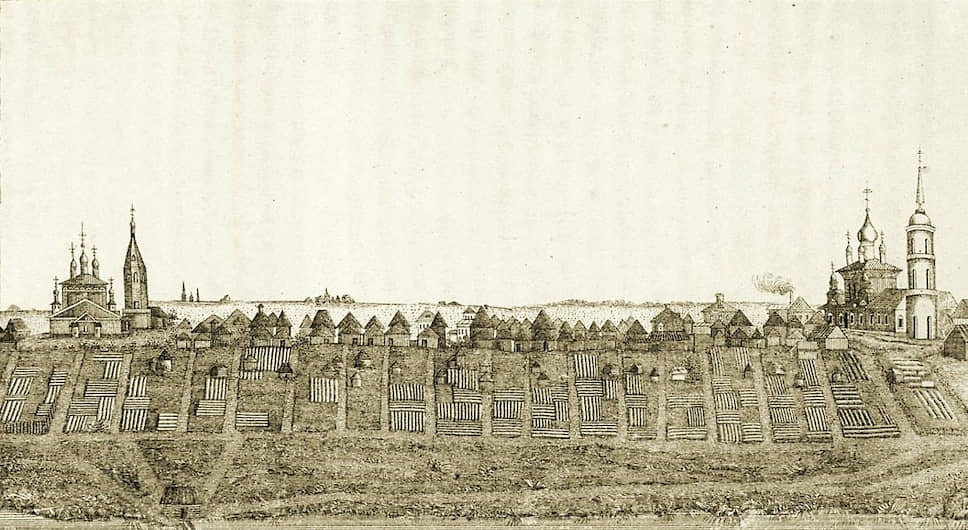 На огородах сел Поречье, Угодичи и Воржба рос ростовский сахарный горох, после сложной обработки превращавшийся в отменный деликатес (на гравюре — село Угодичи Ростовского уезда Ярославской губернии, 1885 год) 