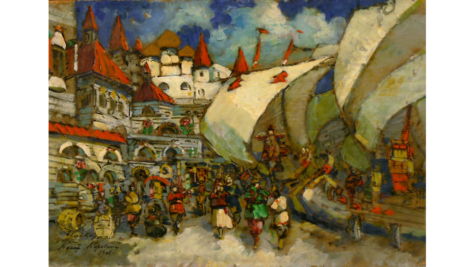 Константин Коровин. Торжище в Великом Новгороде (эскиз декораций к постановке «Садко» в Большом театре, 1906)