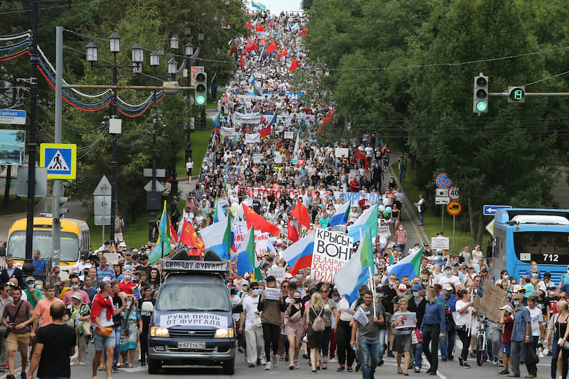 Митинг в поддержку арестованного экс-губернатора Сергея Фургала в Хабаровске