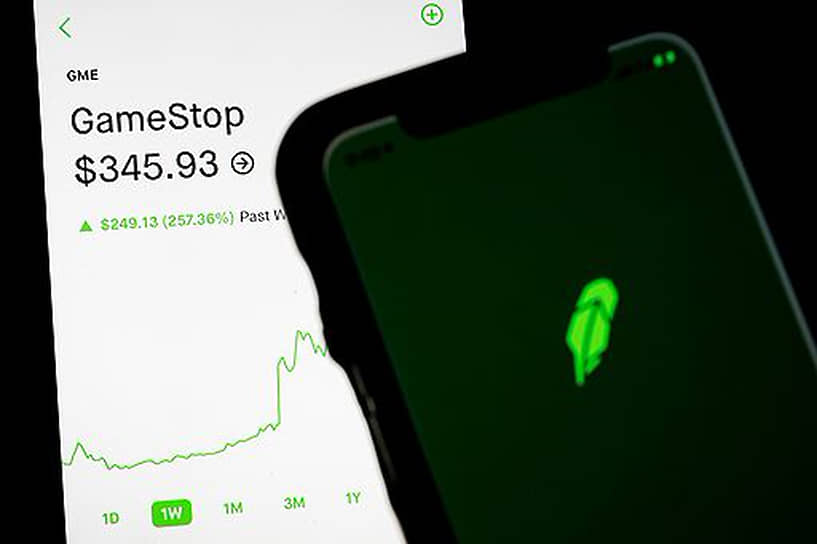 Информация о торгах акциями GameStop в приложении Robinhood 