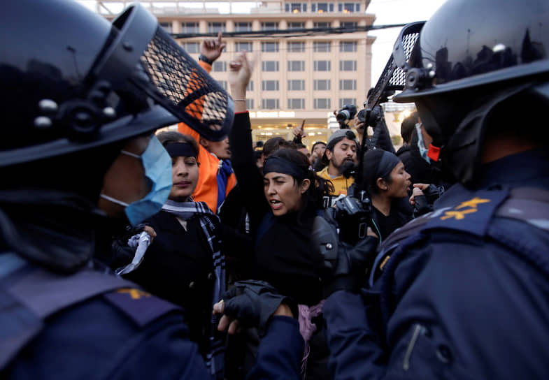 Катманду, Непал. Антиправительственные акции протеста  