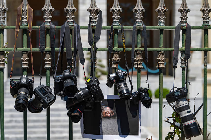 Стамбул, Турция. Акция протеста против задержания фотожурналиста  