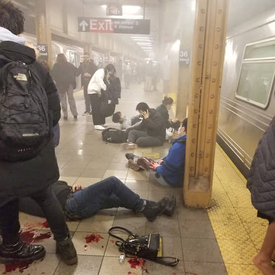 Последствия стрельбы в нью-йоркском метро 