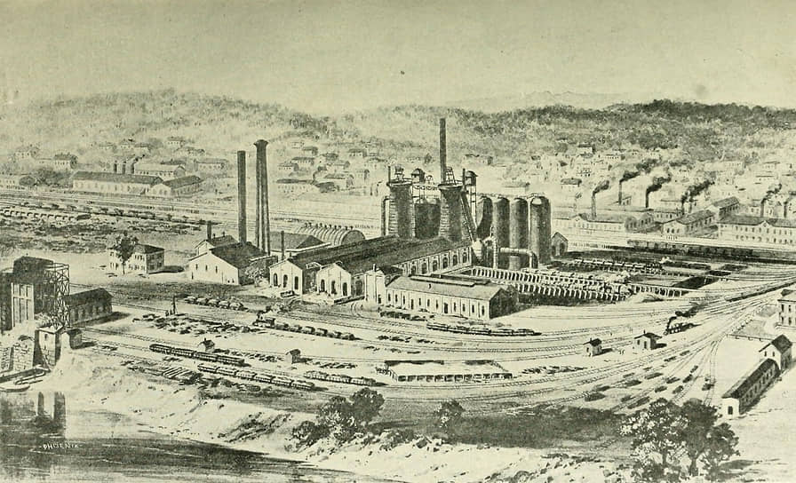 Вид на сталилитейную фабрику Carnegie Steel Company 