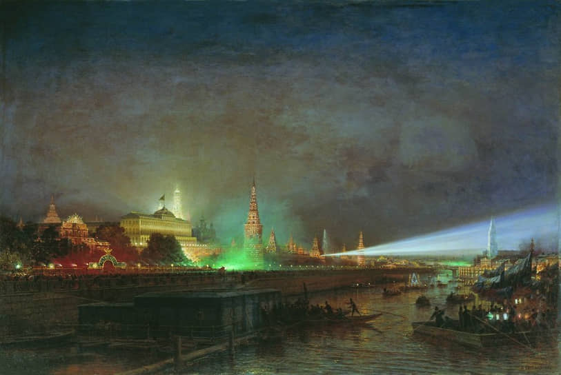Картина художника Алексея Боголюбова «Иллюминация Кремля», 1883 год 