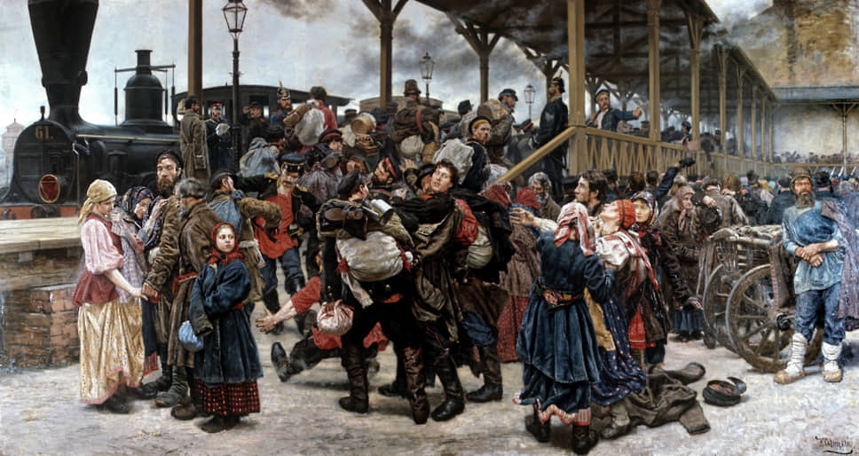 Картина «Проводы на войну», худ. Константин Савицкий, 1888 год 