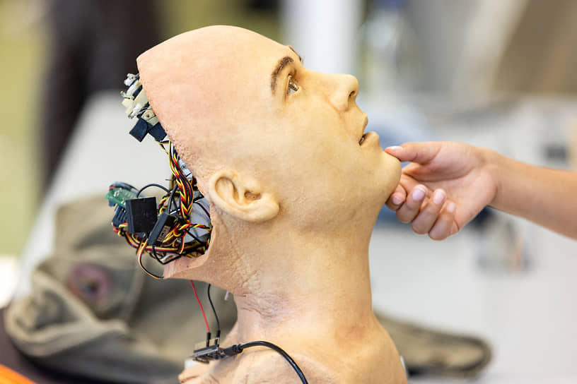 Женева, Швейцария. Робот София на саммите «AI for Good»  