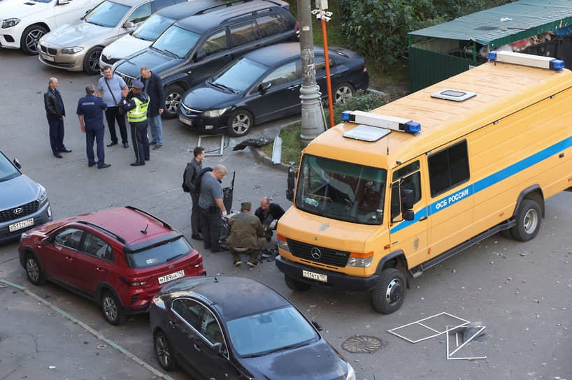 Последствия атаки беспилотника в Красногорске