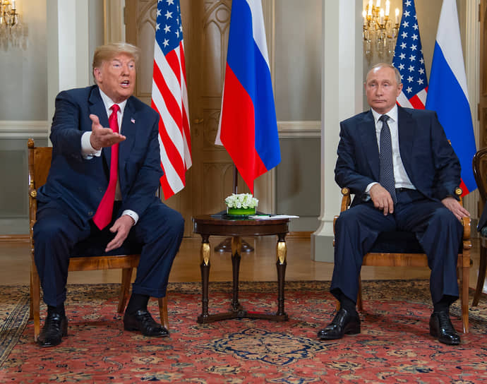 Дональд Трамп (слева) и Владимир Путин в 2018 году 