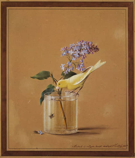 Федор Толстой. «Ветка сирени и канарейка», 1819 