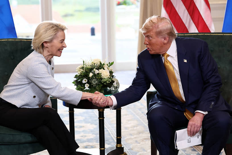 Глава Еврокомиссии Урсула фон дер Ляйен и президент США Дональд Трамп 