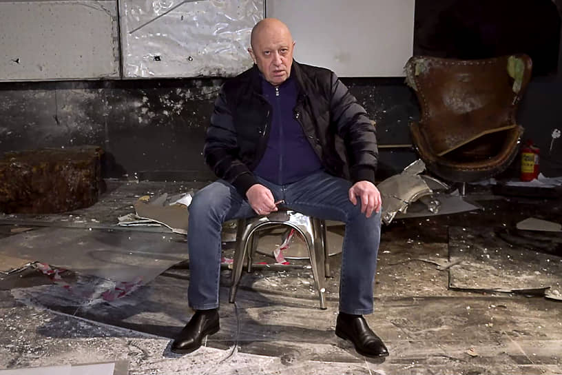 Евгений Пригожин во время встречи с активистами движения «Кибер фронт Z» в Санкт Петербурге, 2023 год