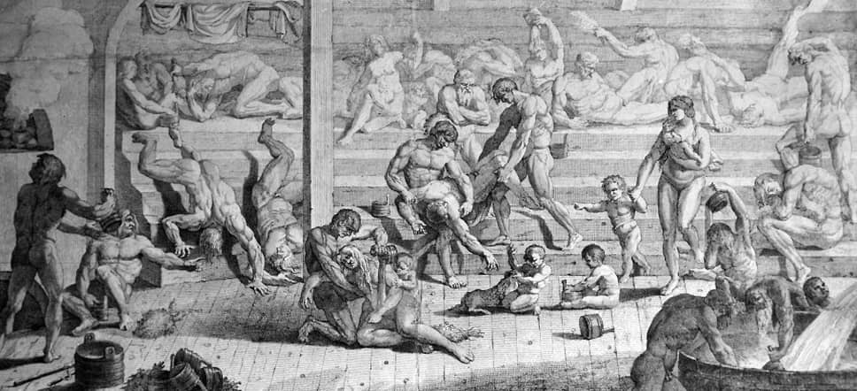 Рисунок Михаила Козловского «Российская баня», 1778 год