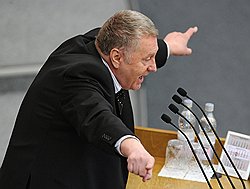 Лидер Либерально-демократической партии России (ЛДПР), член комитета ГД по обороне Владимир Жириновский на заседании Государственной думы 
