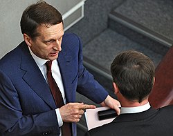 Председатель Государственной думы России Сергей Нарышкин во время думского заседания