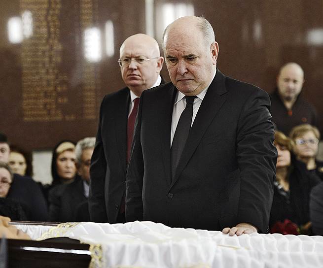 Заместитель министра иностранных дел Российской Федерации Григорий Карасин на панихиже по убитому послу 