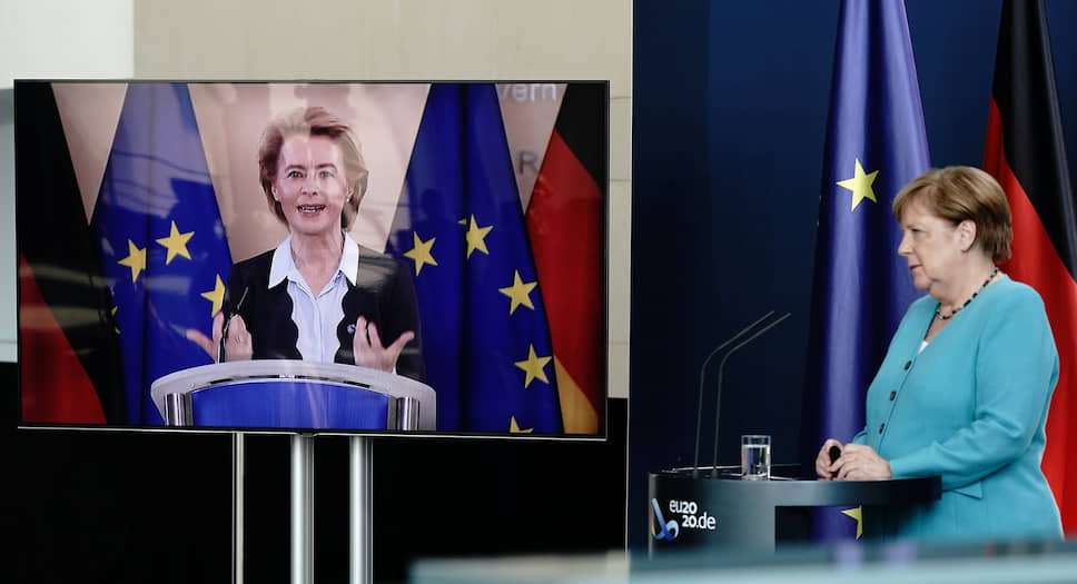 Председатель Еврокомиссии Урсула фон дер Ляйен и канцлер ФРГ Ангела Меркель