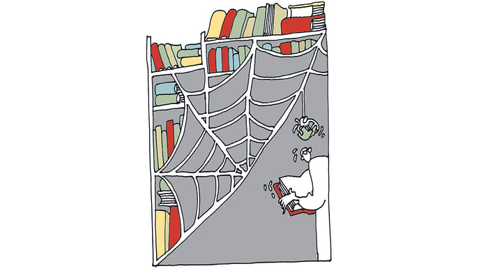 Книги запылились на полках
