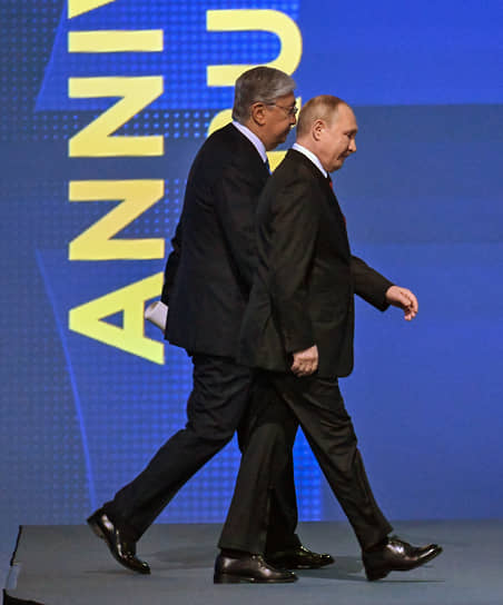 Владимир Путин и Касым-Жомарт Токаев, казалось, были на форуме одним целым 