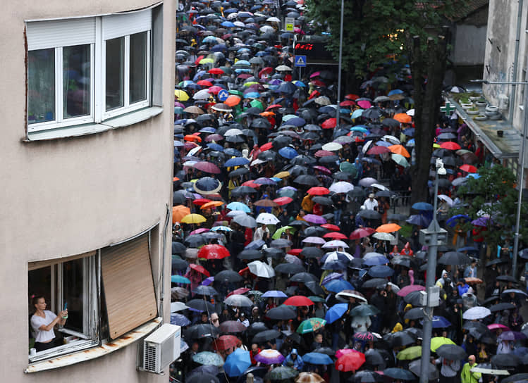 Акция протеста против насилия в Белграде 