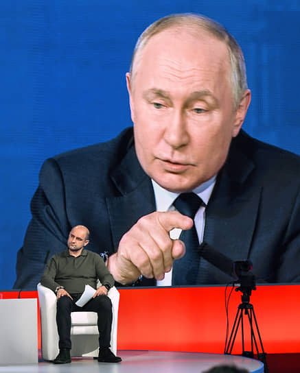 Артем Жога на встрече президента России Владимира Путина с доверенными лицами в Гостином дворе (январь 2024 года) 