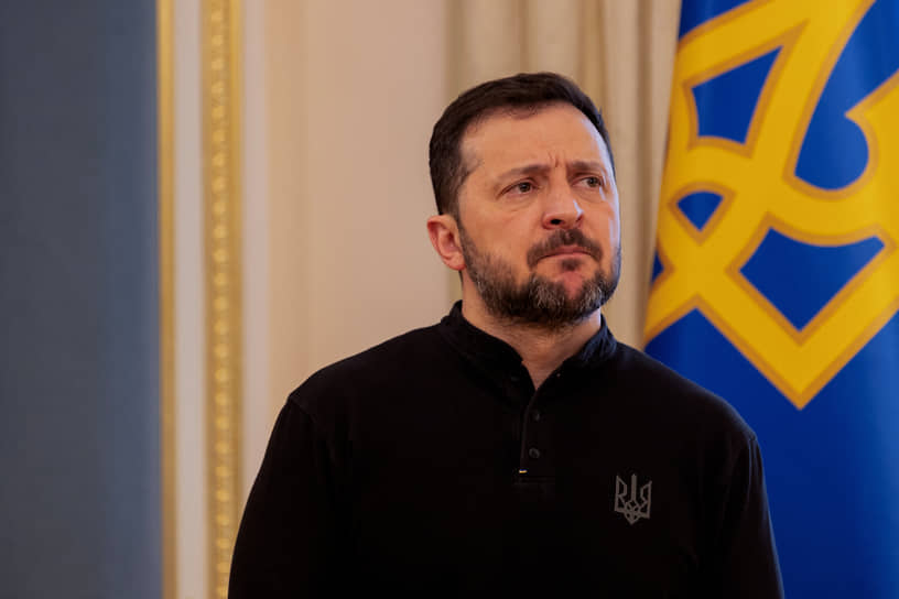 Президент Украины Владимир Зеленский на пресс-конференции в Киеве, 19 февраля 