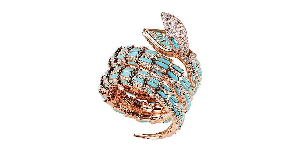 Bvlgari, золотые с бриллиантами часы Serpenti, почти точная реплика модели 1967  