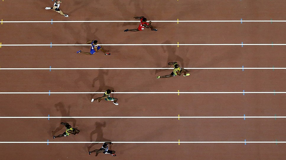 Забег на 200 метров в финале Чемпионата мира по легкой атлетике в 2015 году в Пекине 