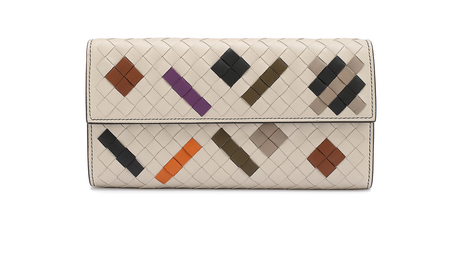 Bottega Veneta, кожаный кошелек с плетением intrecciato и вышивкой, 55 250 руб, ЦУМ