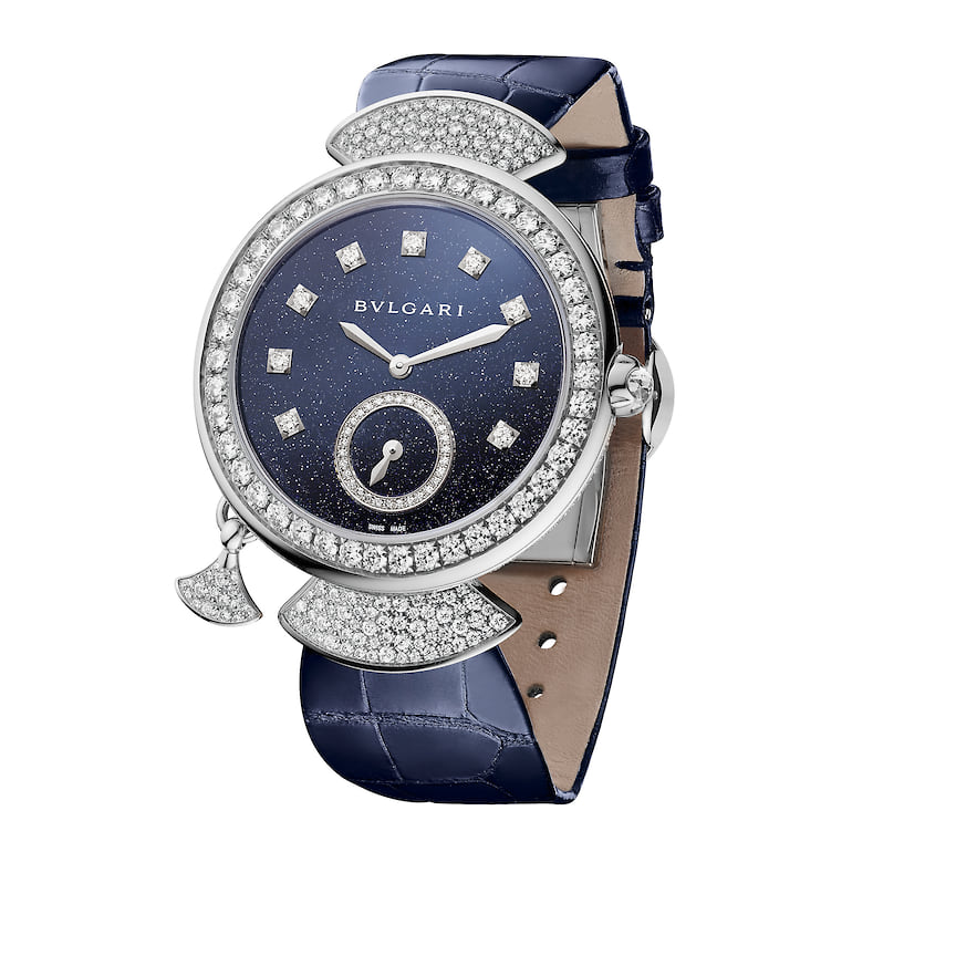 Bvlgari, часы Diva’s dream Finissima Minute Repeater, 37 мм, белое золото, авантюрин, бриллианты, ультратонкий механизм с ручным подзаводом